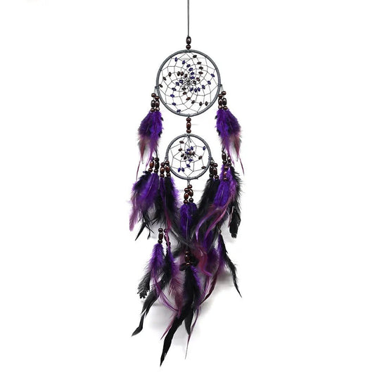 Purple Dreamcatcher | Dream Catcher | Black | Double | Wall Hanging Decoration | Boho | Feathers | Art | Gift Crystal Eyes It