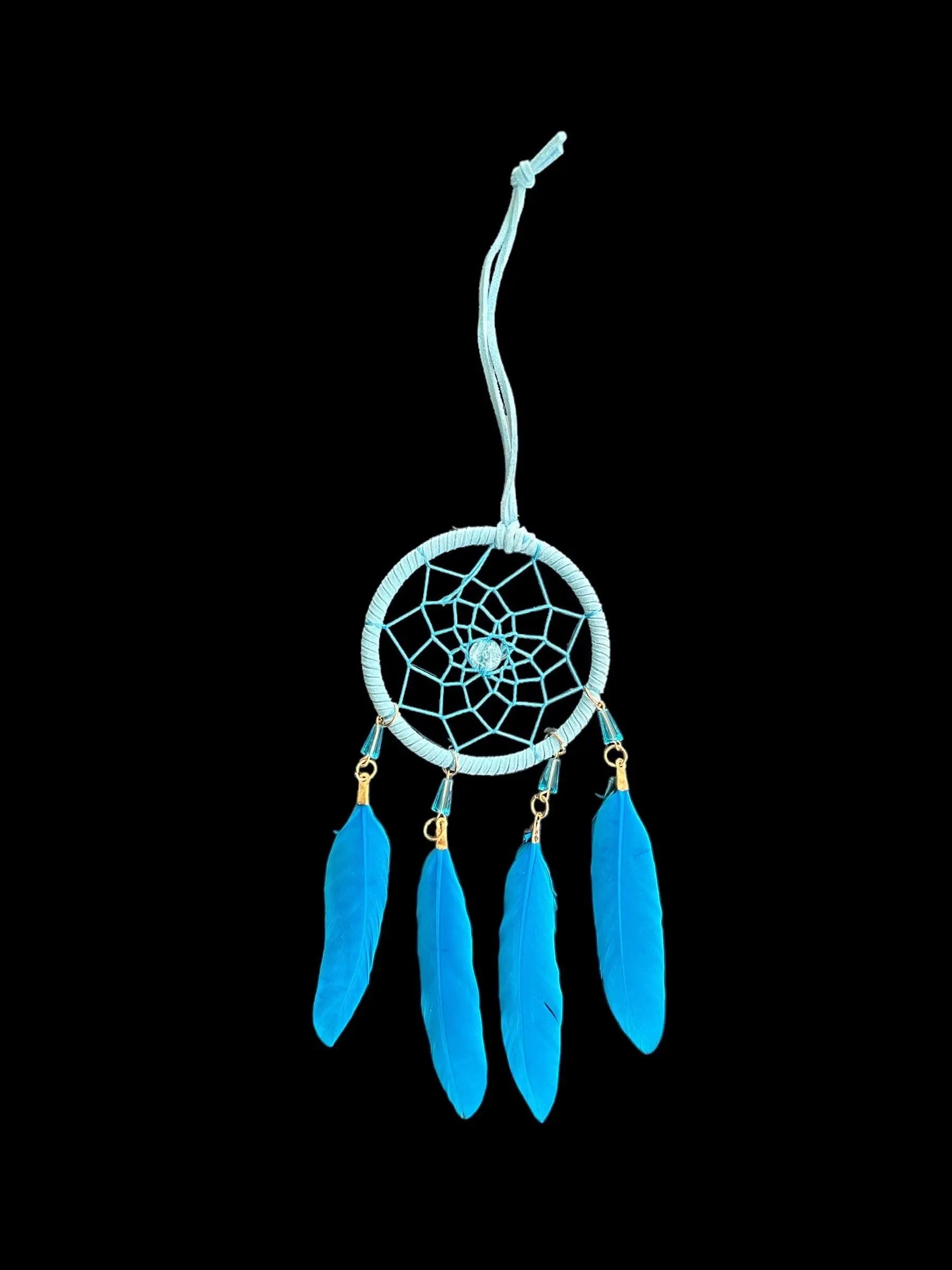 Blue Dreamcatcher | Dream Catcher | Small | Car | Wall Hanging Decoration | Boho | Feathers | Art | Gift Crystal Eyes It