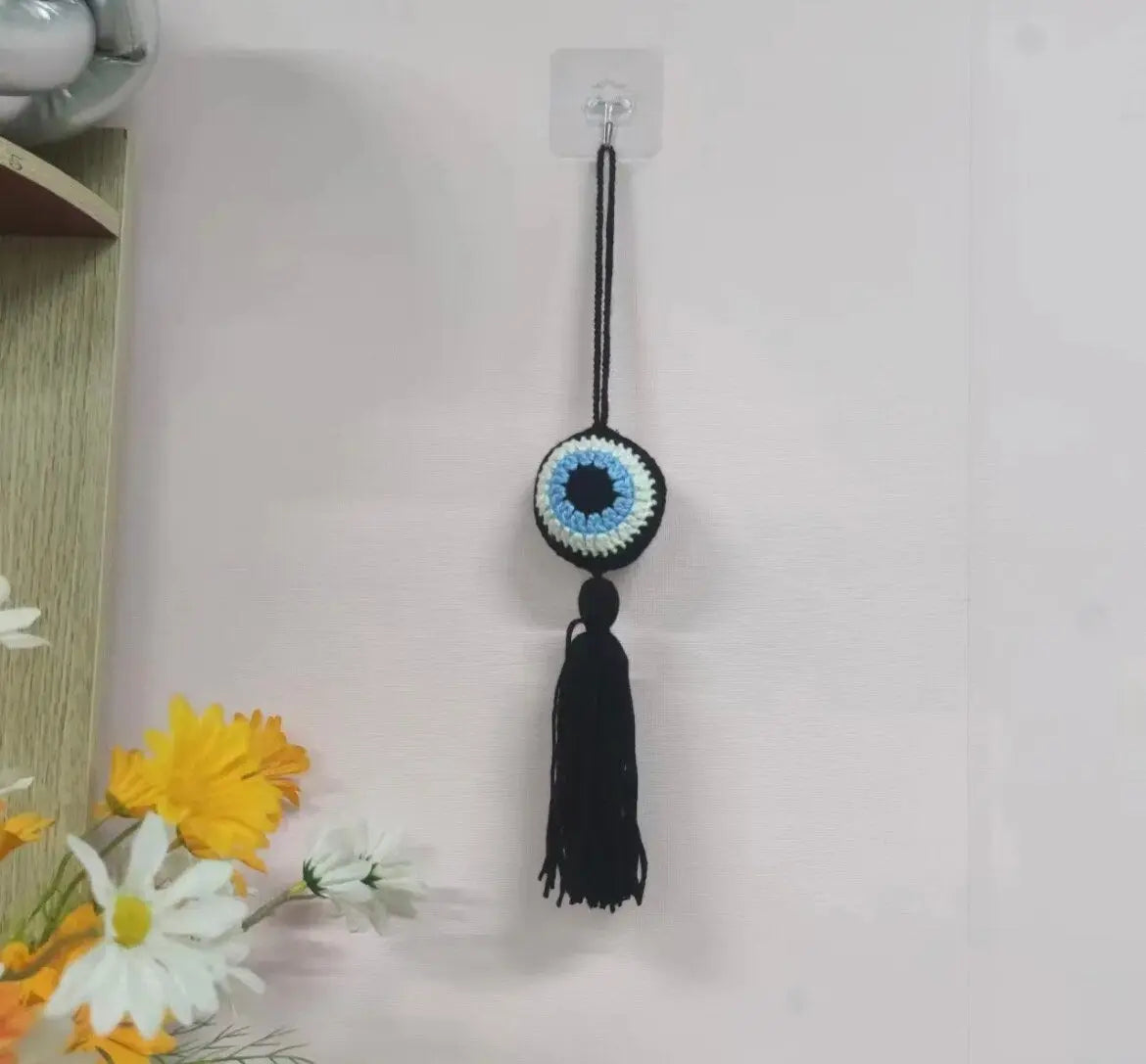 Evil Eye Macrame | Crochet | Knitted | Handwoven | Hanging | Tassel | Protection | Car | Baby | Home Decor | Ornament | Housewarming | Gift Crystal Eyes It