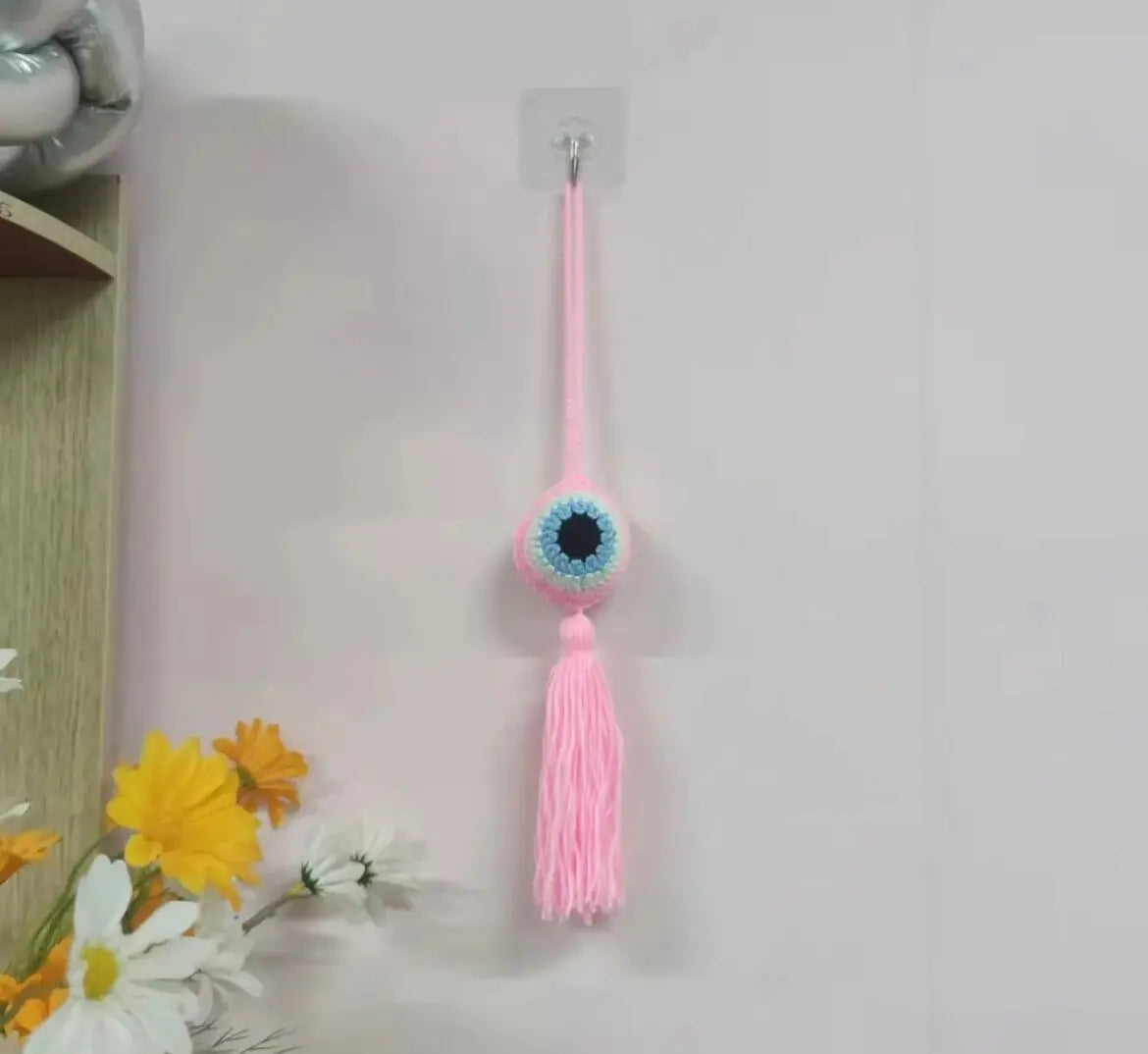 Evil Eye Macrame | Crochet | Knitted | Handwoven | Hanging | Tassel | Protection | Car | Baby | Home Decor | Ornament | Housewarming | Gift Crystal Eyes It