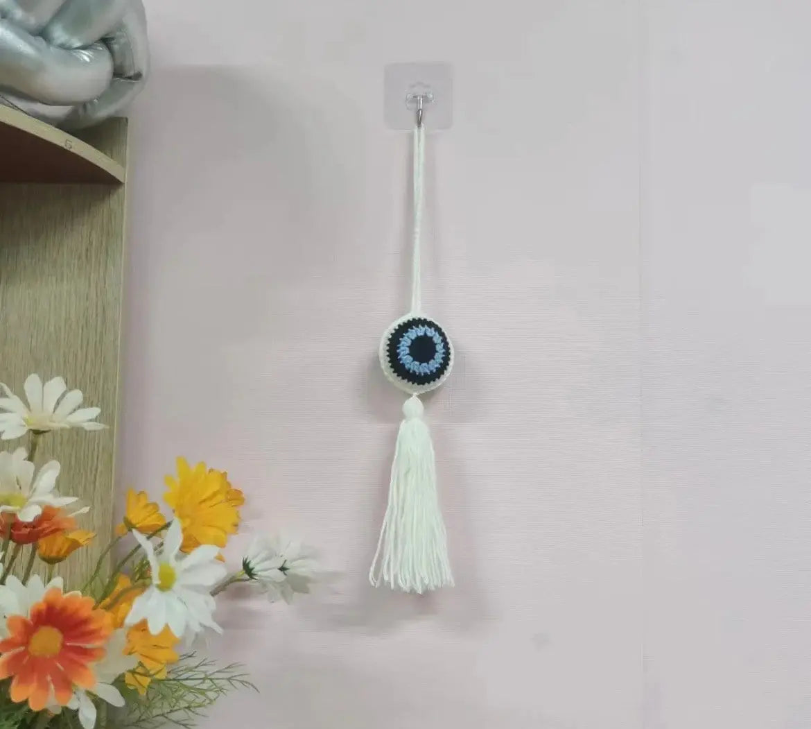 Evil Eye Macrame | Crochet | Knitted | Handwoven | Hanging | Tassel | Protection | Car | Baby | Home Decor | Ornament | Housewarming | Gift Crystal Eyes It