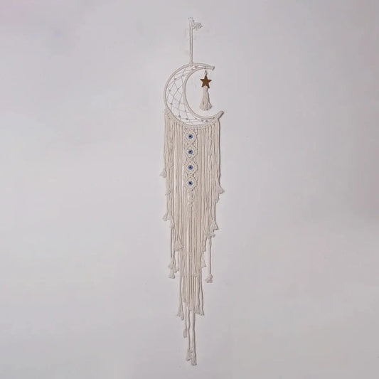 Moon Dream Catcher | Star | Evil Eye Wall Hanging | Dreamcatcher | Macrame | Handwoven | Home Decor | Bohemian | Housewarming | Gift Crystal Eyes It
