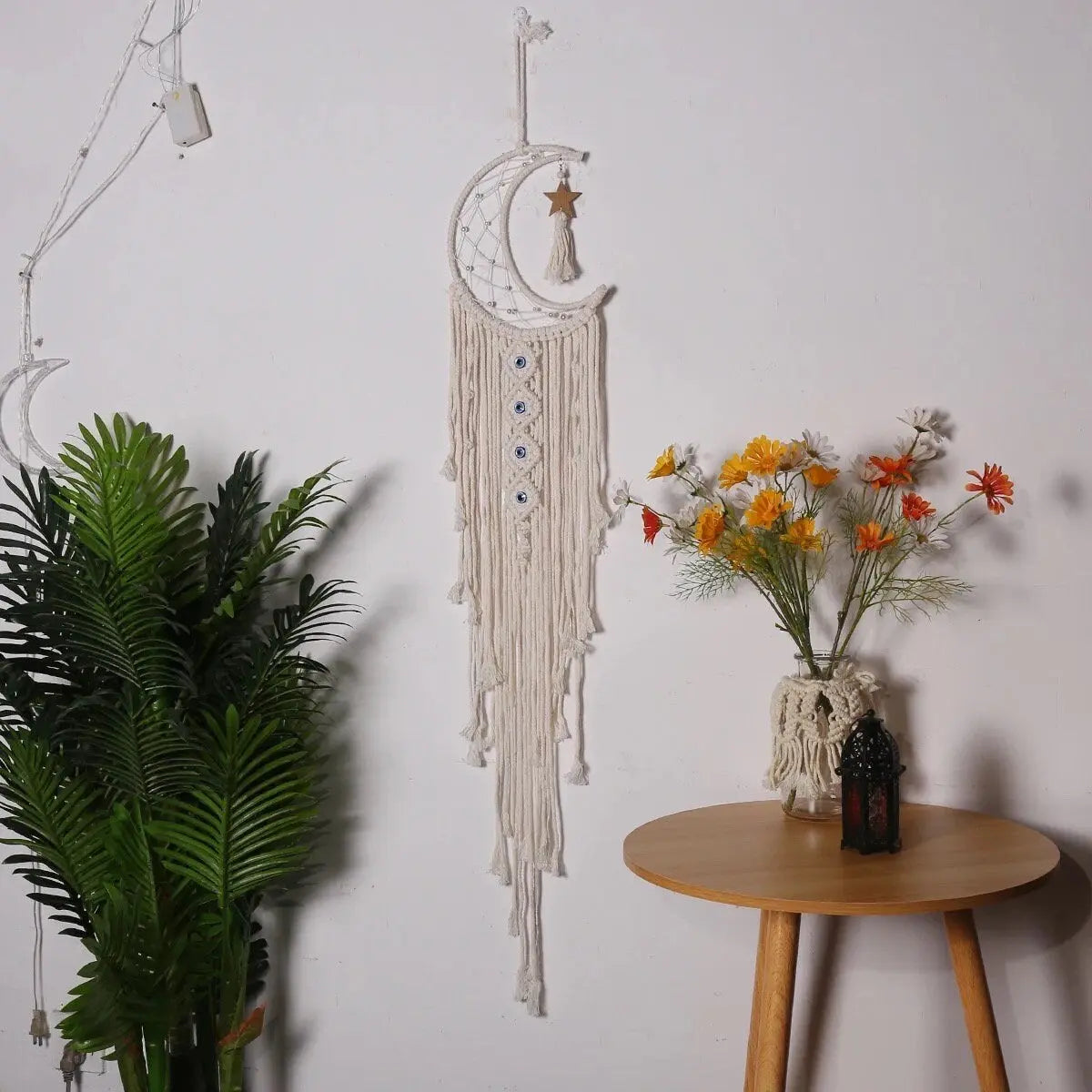 Moon Dream Catcher | Star | Evil Eye Wall Hanging | Dreamcatcher | Macrame | Handwoven | Home Decor | Bohemian | Housewarming | Gift Crystal Eyes It