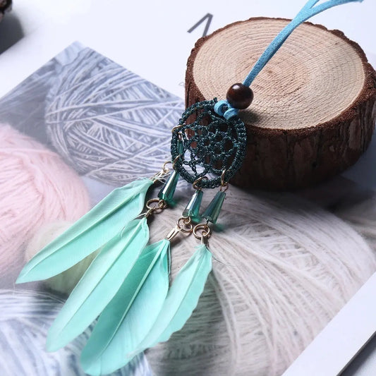 Dreamcatcher | Teal | Blue | Black | Dream Catcher | Small | Car | Wall Hanging Decoration | Boho | Feathers | Art | Gift Crystal Eyes It