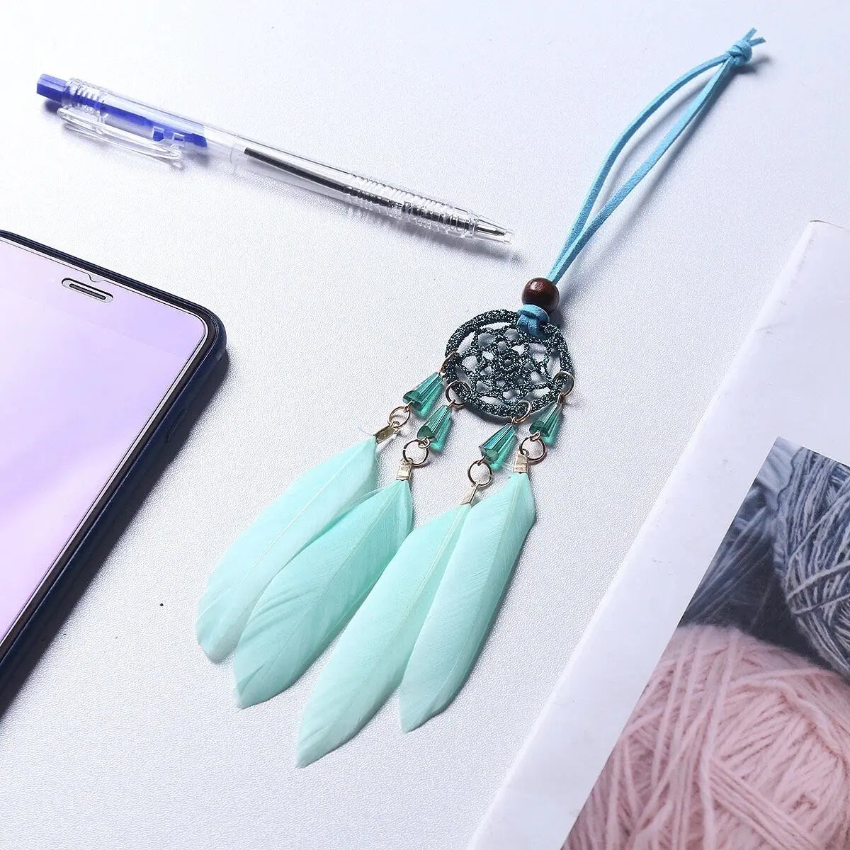 Dreamcatcher | Teal | Blue | Black | Dream Catcher | Small | Car | Wall Hanging Decoration | Boho | Feathers | Art | Gift Crystal Eyes It