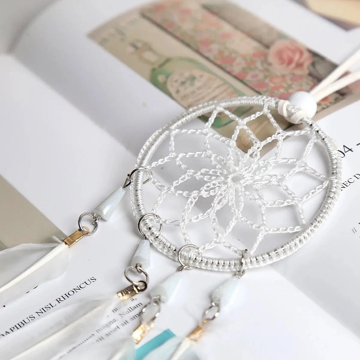 White Dreamcatcher | Dream Catcher | Small | Car | Wall Hanging Decoration | Boho | Feathers | Art | Gift Crystal Eyes It