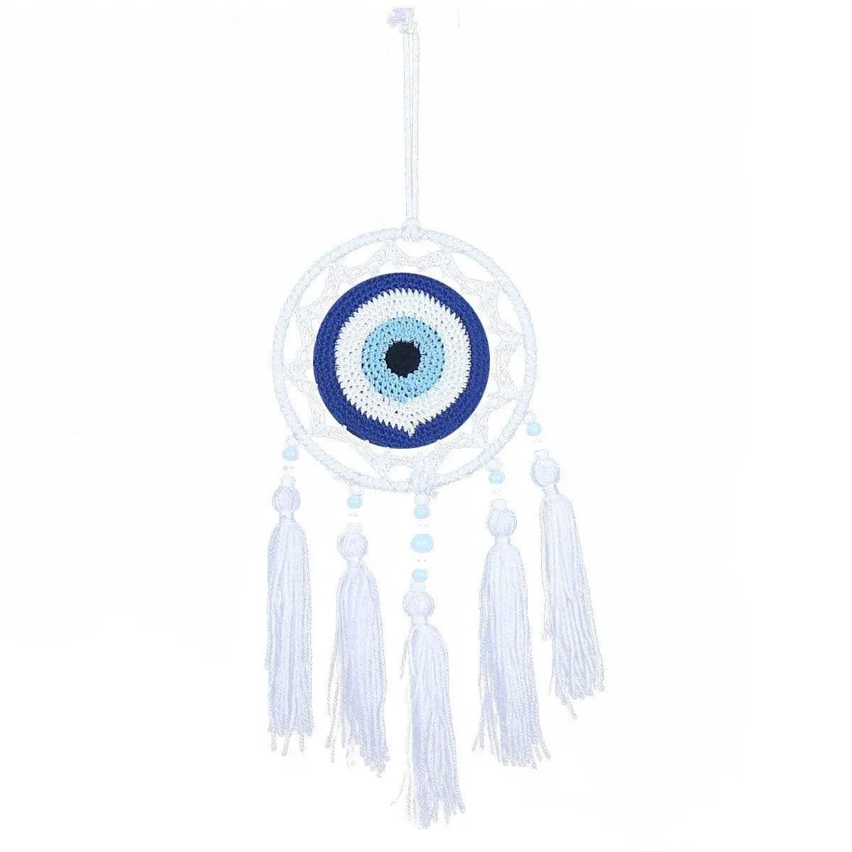 Evil Eye Dreamcatcher | White | Dream Catcher | Wall Hanging Decoration | Boho | Feathers | Art | Gift Crystal Eyes It