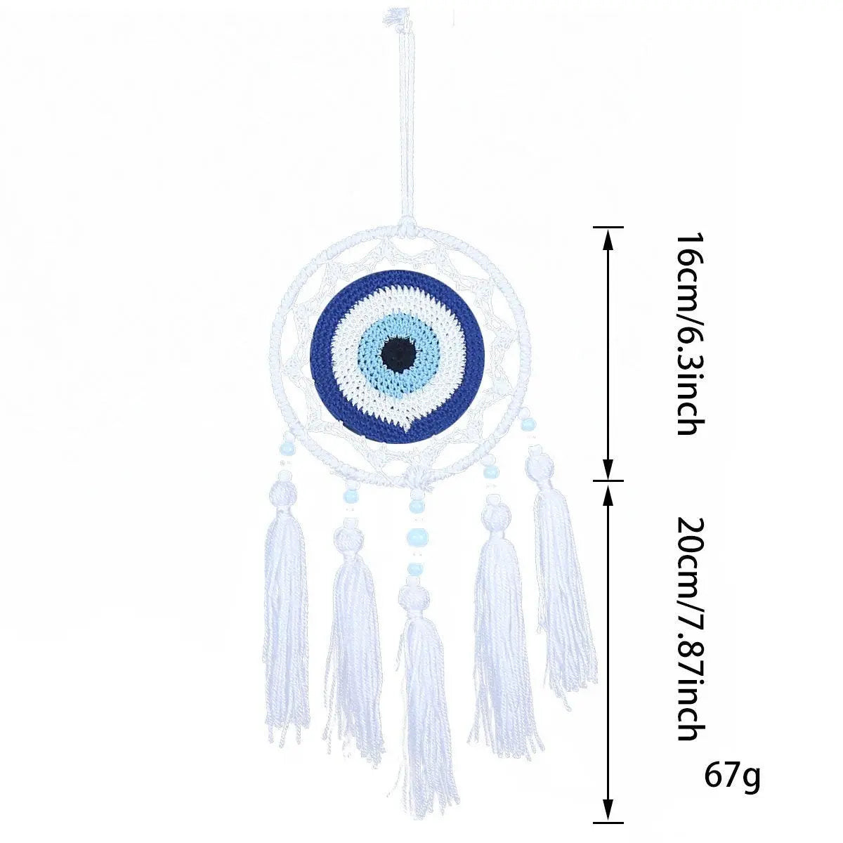 Evil Eye Dreamcatcher | White | Dream Catcher | Wall Hanging Decoration | Boho | Feathers | Art | Gift Crystal Eyes It