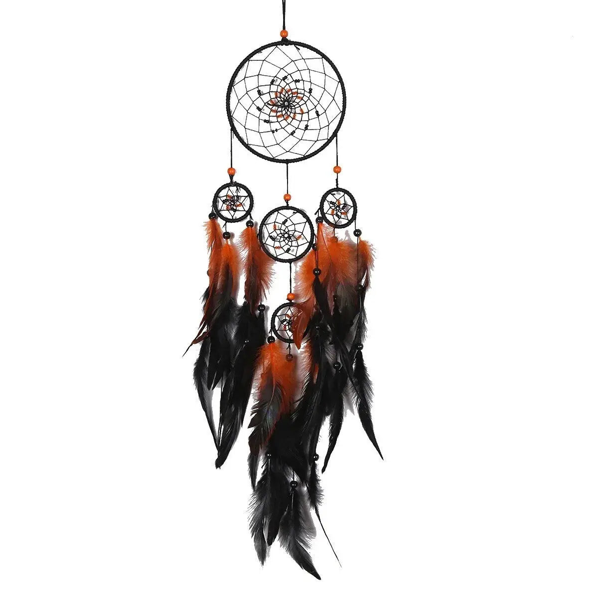 Dreamcatcher | Black | Orange | Dream Catcher | Wall Hanging Decoration | Boho | Feathers | Art | Halloween | Gift Crystal Eyes It