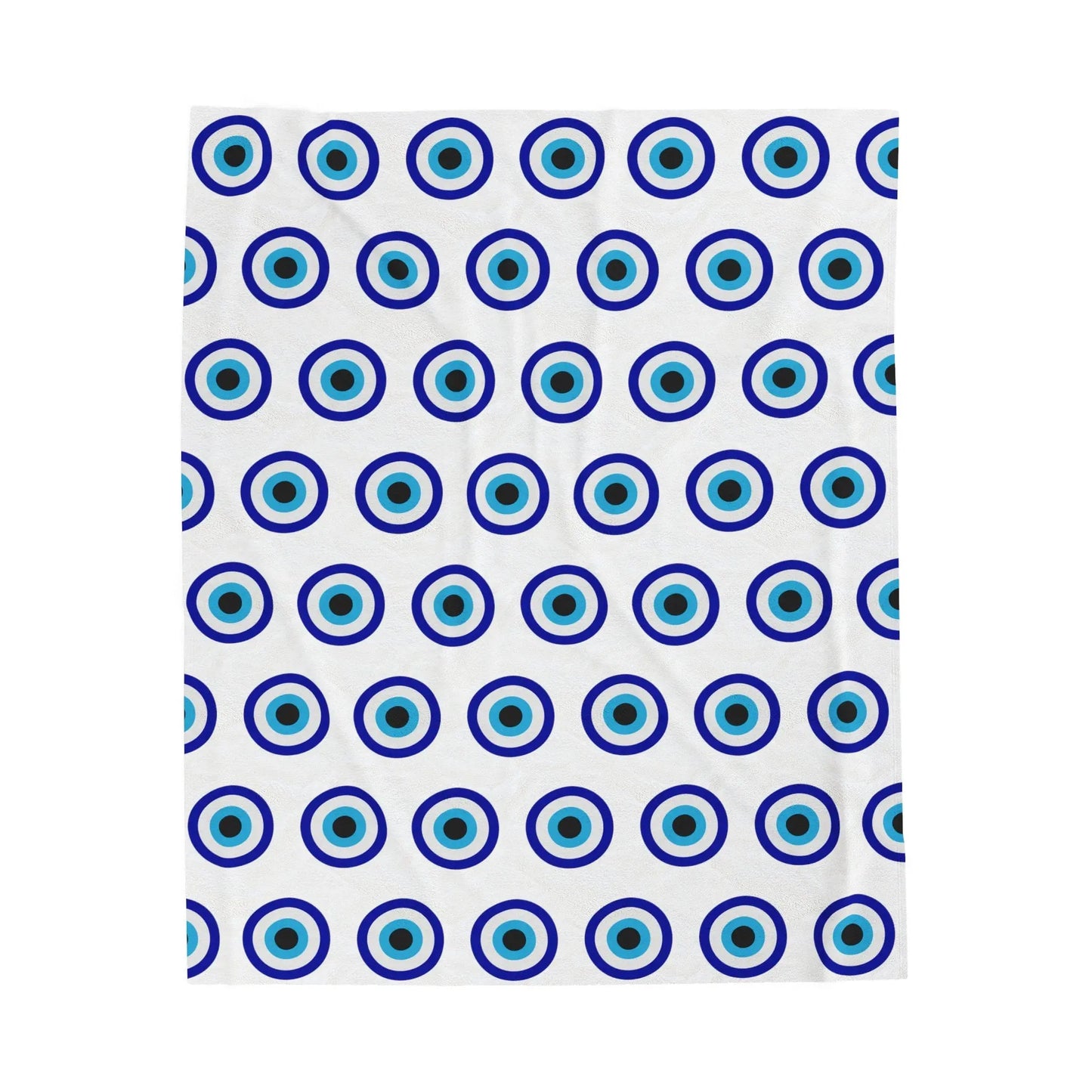 Evil Eye Blanket | Velveteen | Plush | Throw | Blankets | White | Blue | Gift