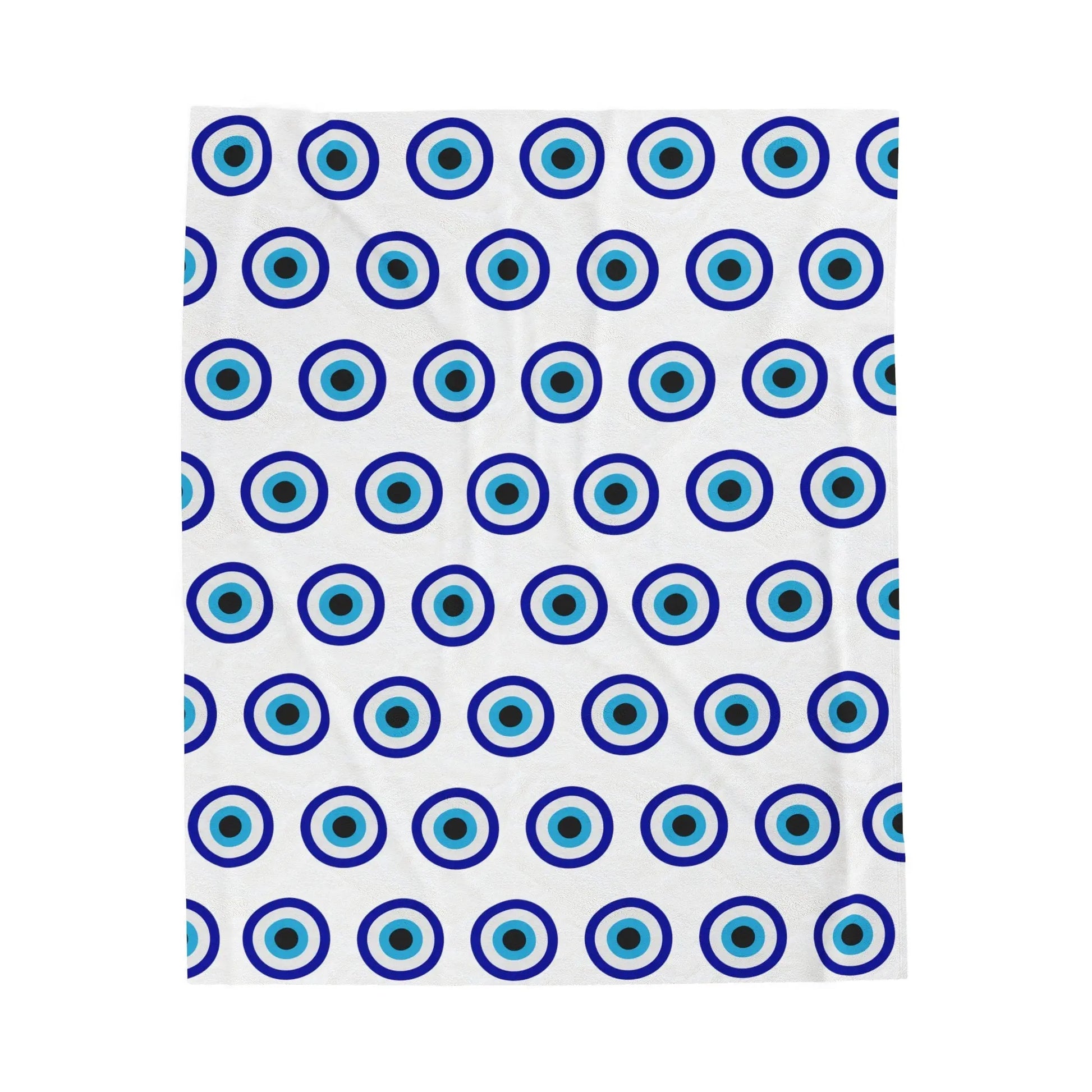 Evil Eye Blanket | Velveteen | Plush | Throw | Blankets | White | Blue | Gift