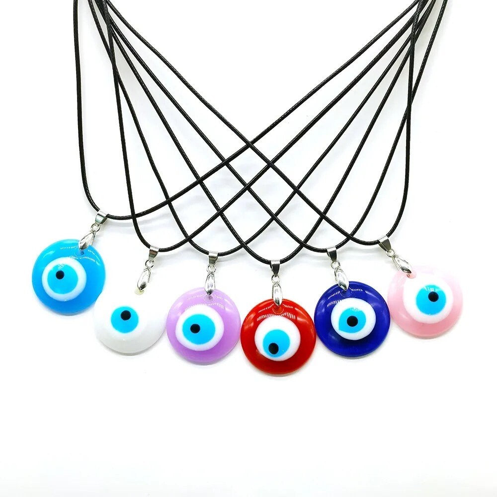 Evil Eye Necklace | Pendant | Turkish | Nazar | Mal de Ojo | Protection | Jewelry | Pink | Red | Blue | Purple | White | Gift Crystal Eyes It