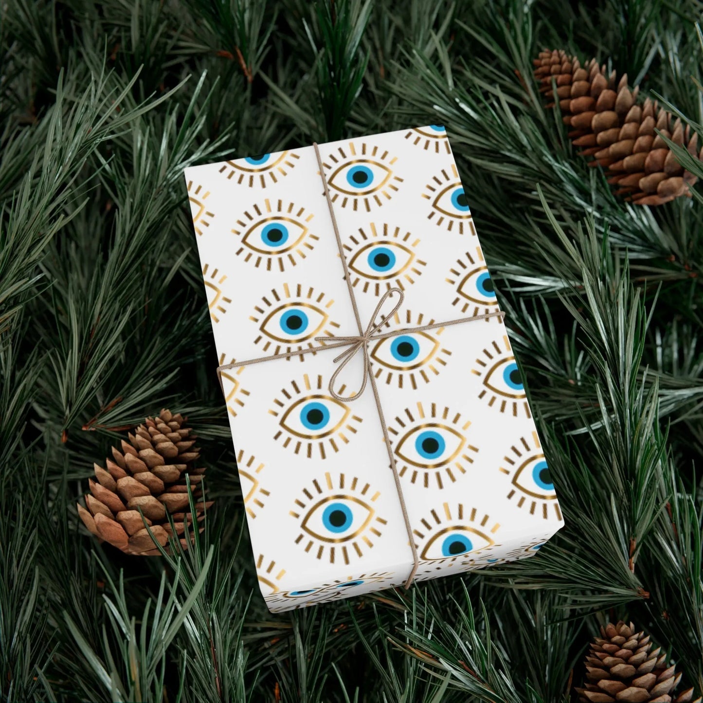 Evil Eye Wrapping Paper | Blue | Gold | Gift Wrap Paper | Holidays | Special Occasion | Gifts